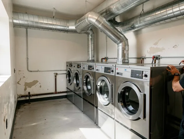Madison Dryer Vent Cleaning team performing large-scale commercial dryer vent cleaning in Madison